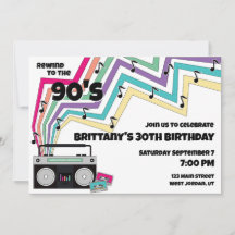 90's Music Themed Birthday Party Invitation