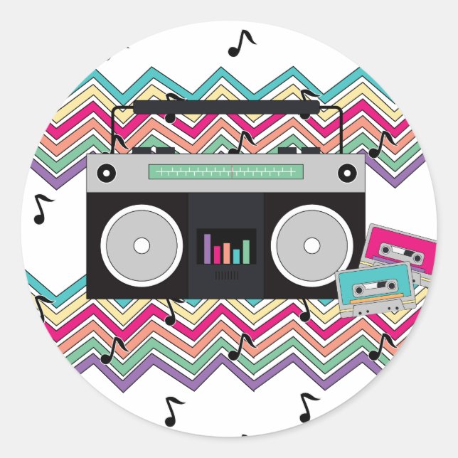 90's Music Themed Birthday Party Stickers (Front)