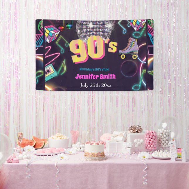 90's Neon Disco Vibes Retro Stytle Banner (Party)