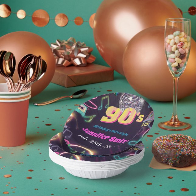 90's Neon Disco Vibes Retro Stytle Paper Plate (Multi)