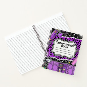 90s Neon Purple Leopard School Locker Notebook