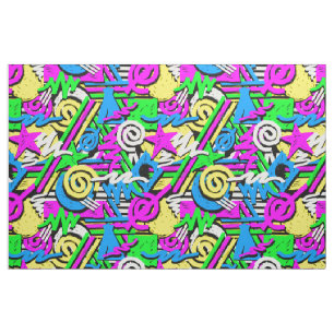 90s neon scribble fabric