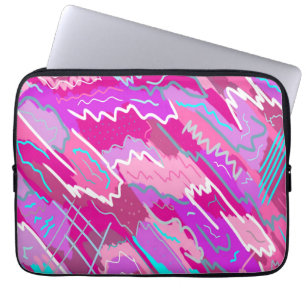 90s Nostalgia Pop Art in Magenta Laptop Sleeve