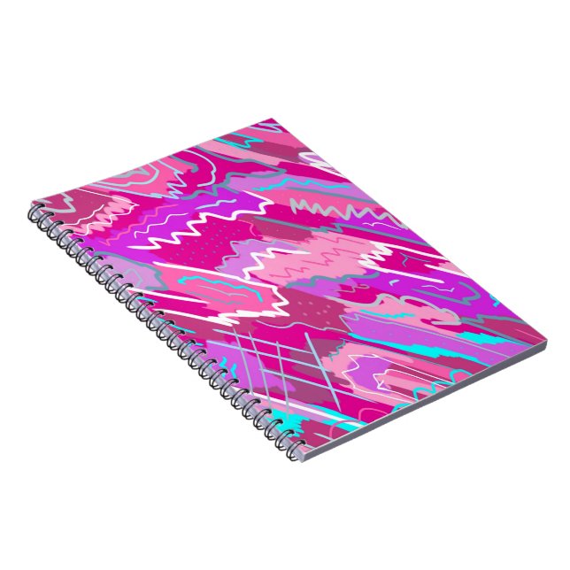 90s Nostalgia Pop Art in Magenta Notebook (Right Side)