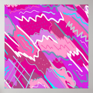 90s Nostalgia Pop Art in Magenta Poster