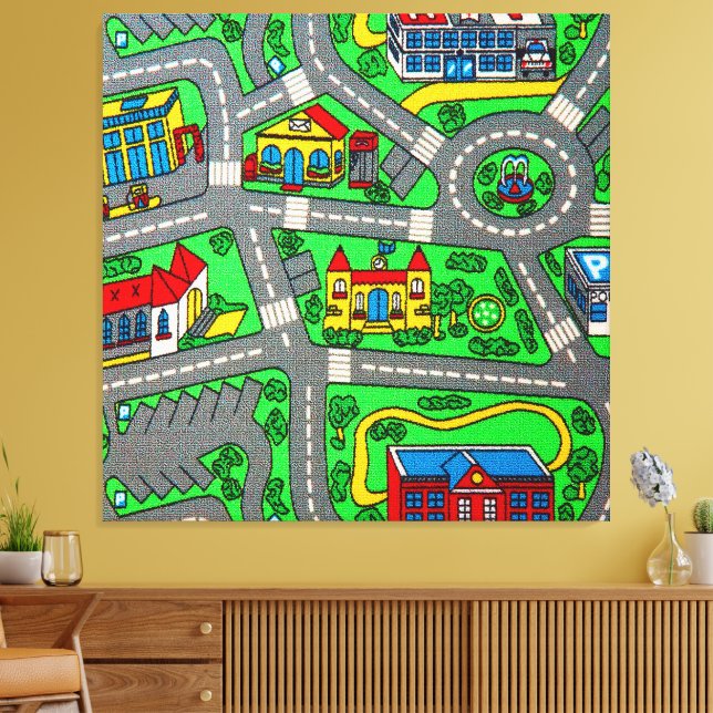 90s nostalgia, Track carpet Car Road nostalgic Canvas Print (Insitu(LivingRoom))