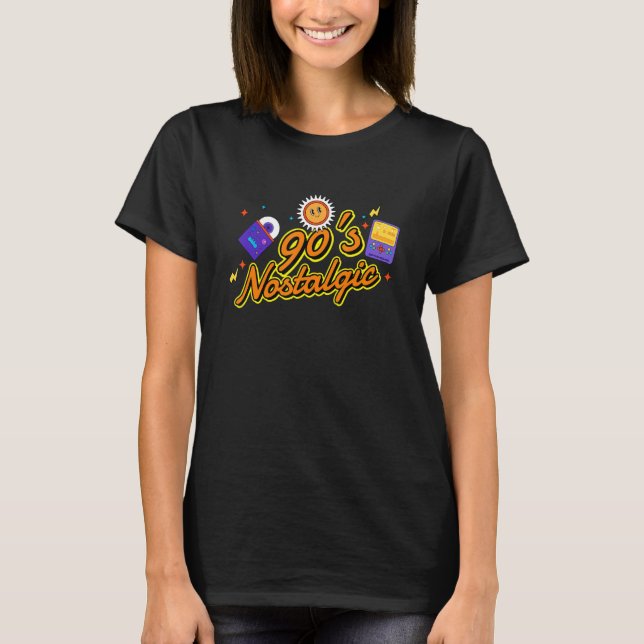 90's Nostalgic Nineties Music Cassette Mixtape Ret T-Shirt (Front)