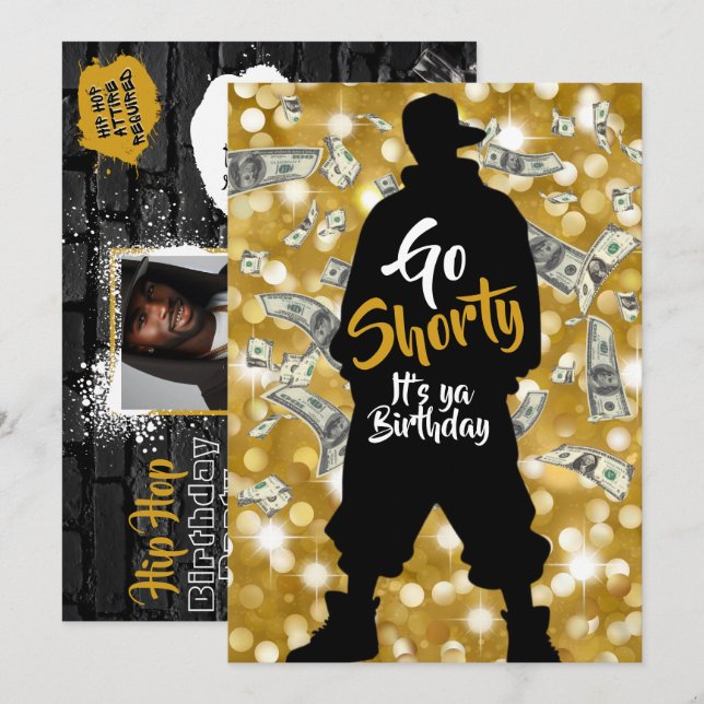 90's Old school Hip Hop Birthday Photo Invitation (Front/Back)