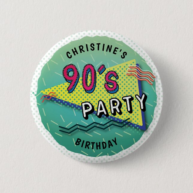 90's PARTY Theme Pattern Button (Front)