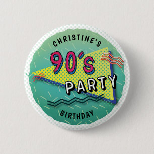 90's PARTY Theme Pattern Button