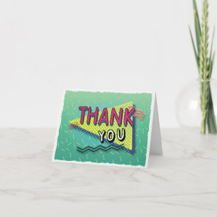 90's PARTY Theme Pattern Thank You Card