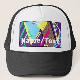 90s Pattern, Geometrical Retro Nineties  Trucker Hat