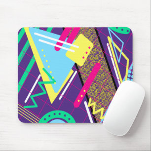 90s Pattern, Nineties Yellow Purple Blue Mouse Mat