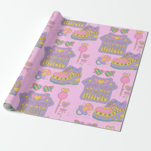 90s pattern style shoes wrapping paper