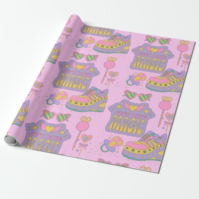 90s pattern style  shoes wrapping paper (Unrolled)