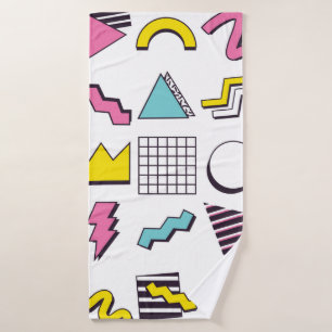 90's Pop Memphis Design Elements Bath Towel