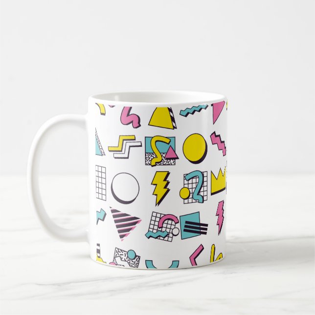 90's Pop Memphis Design Elements  Coffee Mug (Left)