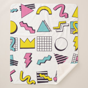 90's Pop Memphis Design Elements Sherpa Blanket