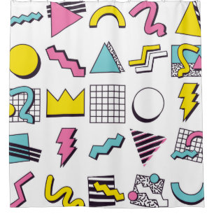 90's Pop Memphis Design Elements  Shower Curtain