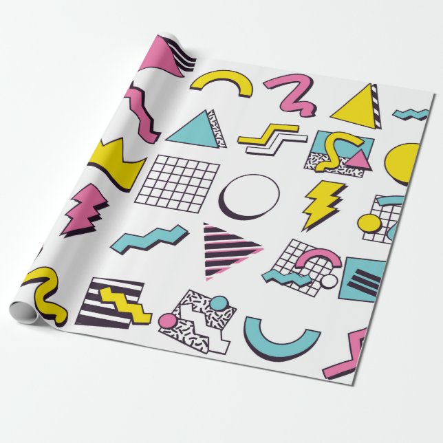 90's Pop Memphis Design Elements  Wrapping Paper (Unrolled)