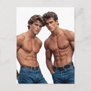 90s Power Duo: Iconic Aesthetics and Intensity Postcard