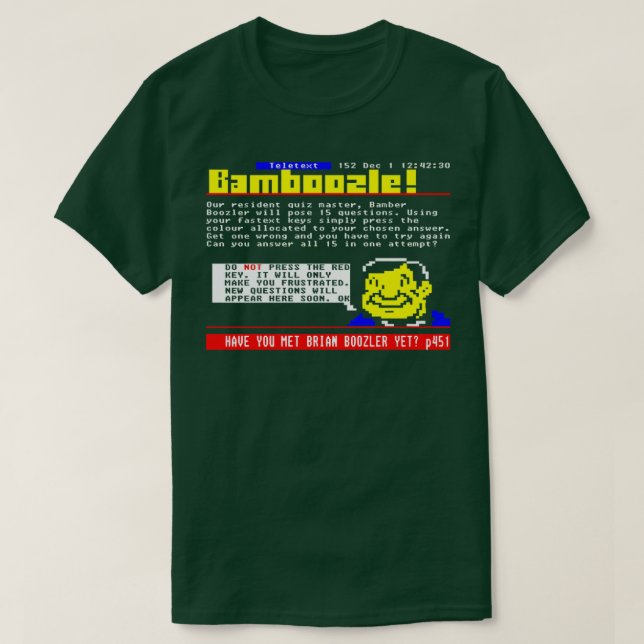 90s Retro Bamboozle Teletext T-Shirt (Design Front)