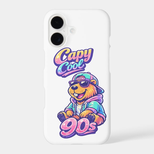 90s Retro Capybara iPhone Case | Capy Cool Aesthet (Back)