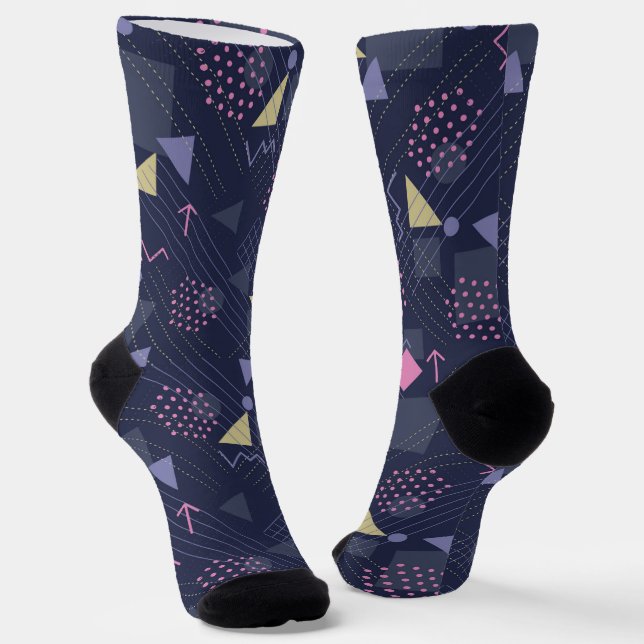 90's retro geometric pattern socks (Angled)