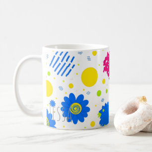 90s Retro Memphis Style Floral Pop Art Coffee Mug