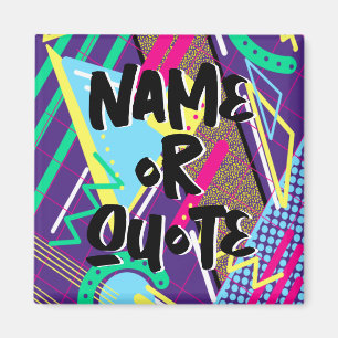 90s Retro Pattern, Blue Purple Yellow Geometric Magnet