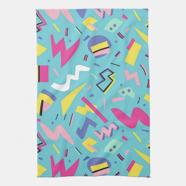 90s Retro Pop Art Pattern Tea Towel (Vertical)