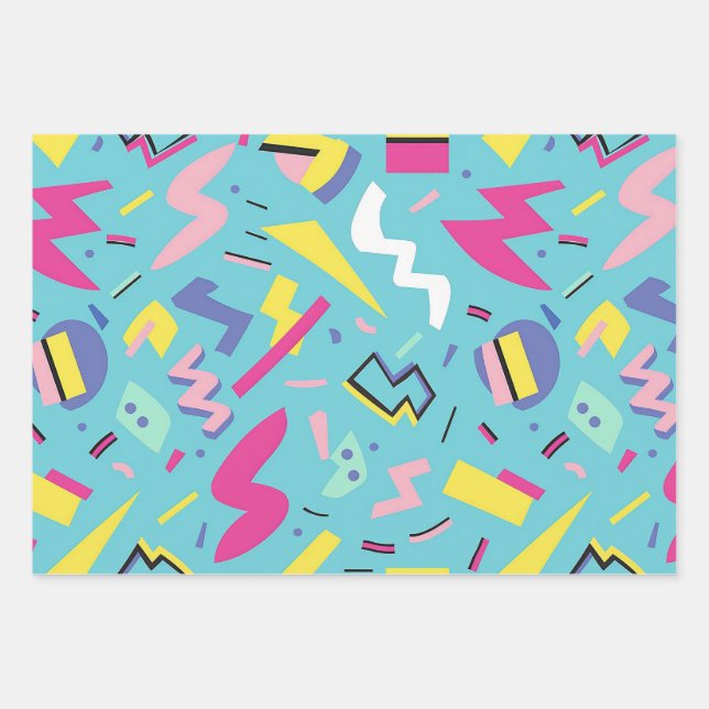 90s Retro Pop Art Pattern Wrapping Paper Sheet (Front)