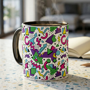 90s Retro Purple Turquoise Green Memphis Style Mug