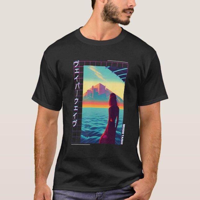 90's Retro Synthwave Japanese Vaporwave Art Otaku  T-Shirt (Front)