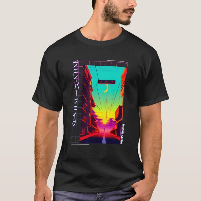 90's Retro Synthwave Japanese Vaporwave Otaku Aest T-Shirt (Front)