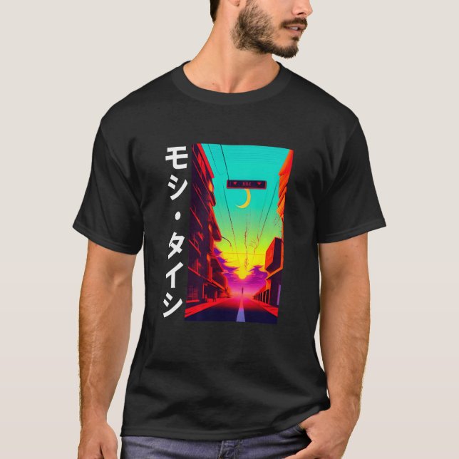 90's Retro Synthwave Japanese Vaporwave Otaku Aest T-Shirt (Front)