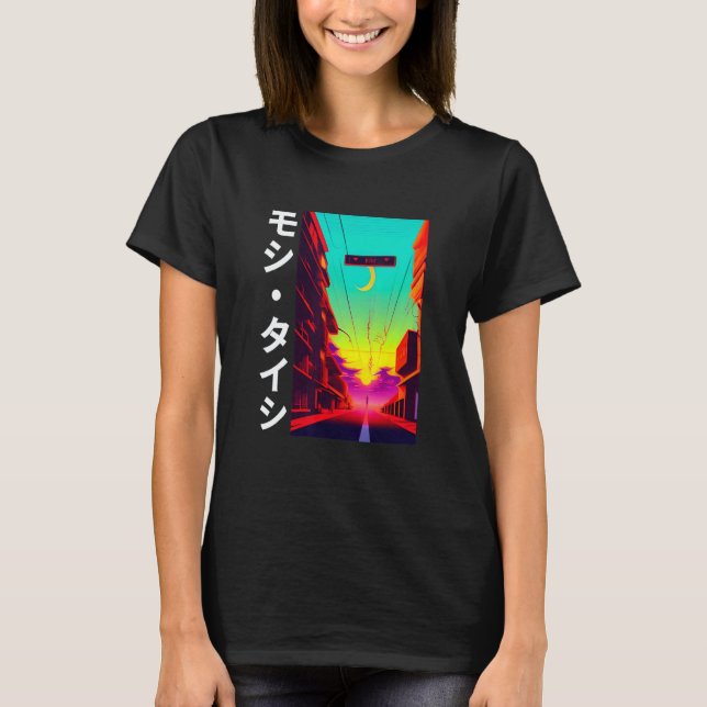 90's Retro Synthwave Japanese Vaporwave Otaku Aest T-Shirt (Front)