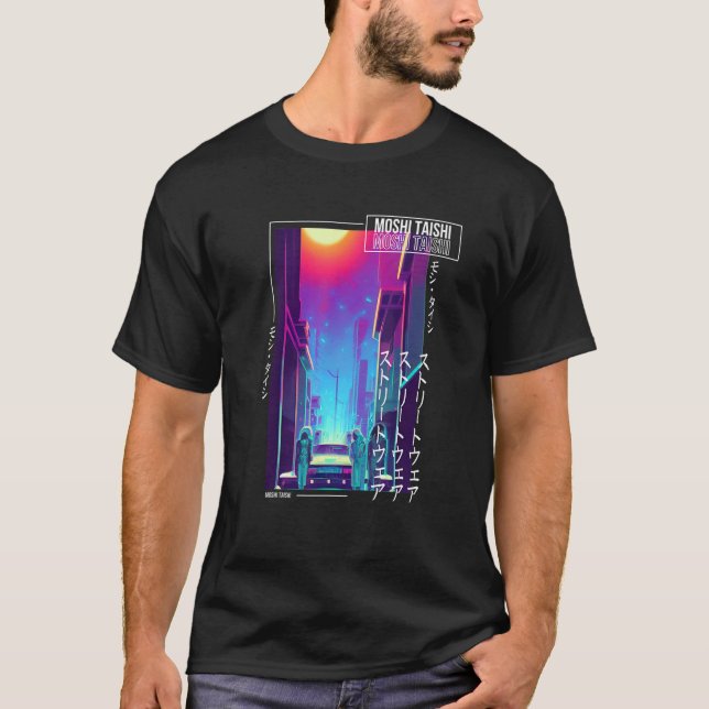 90's Retro Synthwave Japanese Vaporwave Otaku Aest T-Shirt (Front)
