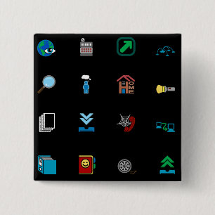 90s Retro Tech and Web Icon Pattern 15 Cm Square Badge