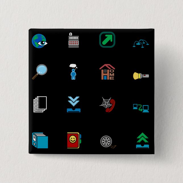 90s Retro Tech and Web Icon Pattern 15 Cm Square Badge (Front)