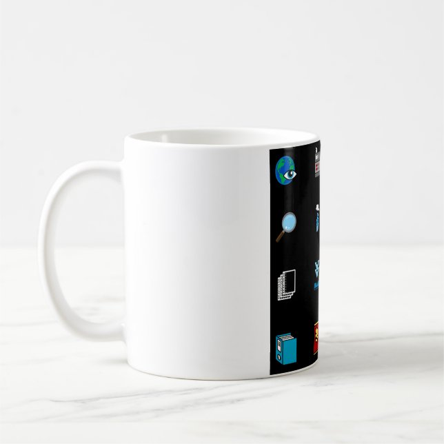 90s Retro Tech and Web Icon Pattern Coffee Mug (Left)