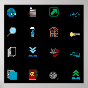 90s Retro Tech and Web Icon Pattern Poster