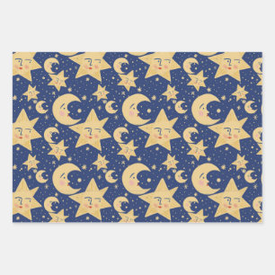 90s retro Wrapping Paper Flat Sheet Set of 3