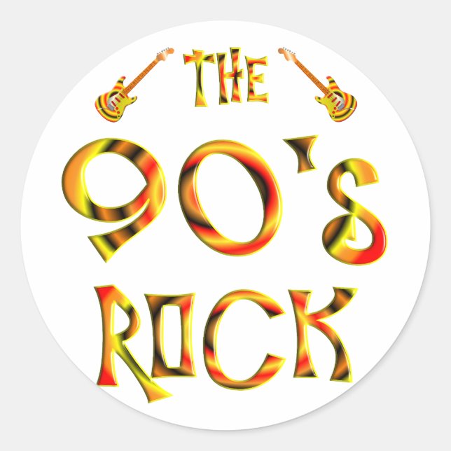90's Rock Classic Round Sticker (Front)