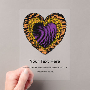 90s Rockabilly Punk Heart Tattoo Style Pattern Acrylic Invitations