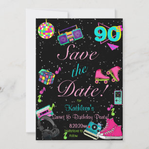 90's Save the Date, Back to the 90's, Any Age,  Date