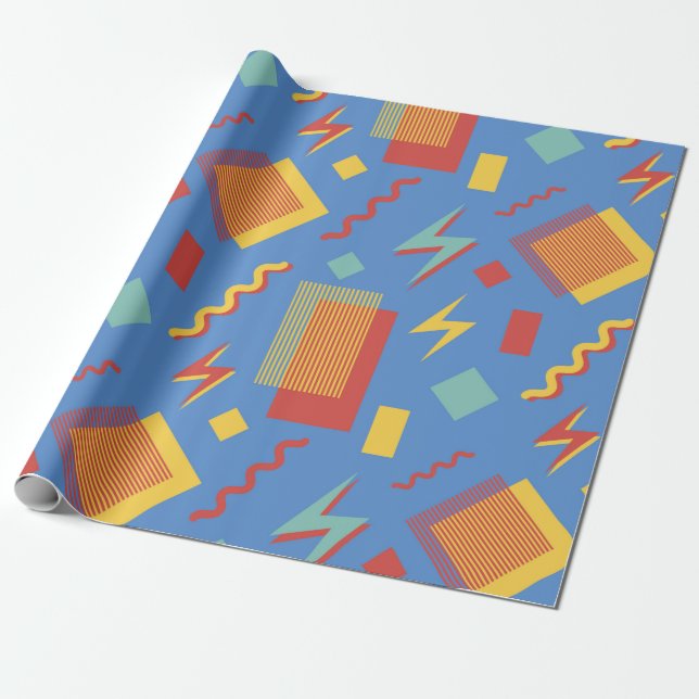 90s seamless pattern. Memphis background. Geometri Wrapping Paper (Unrolled)