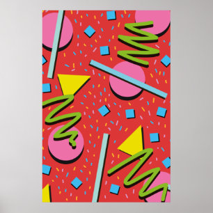 90s shapes pattern poster