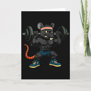 90s Style Cartoon Rat Lifting Weights Tank Top  Card