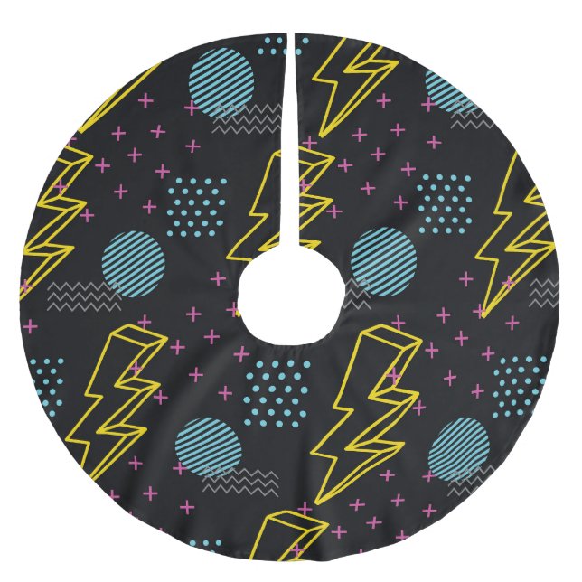 90's style: colourful abstract pattern brushed polyester tree skirt (Front)